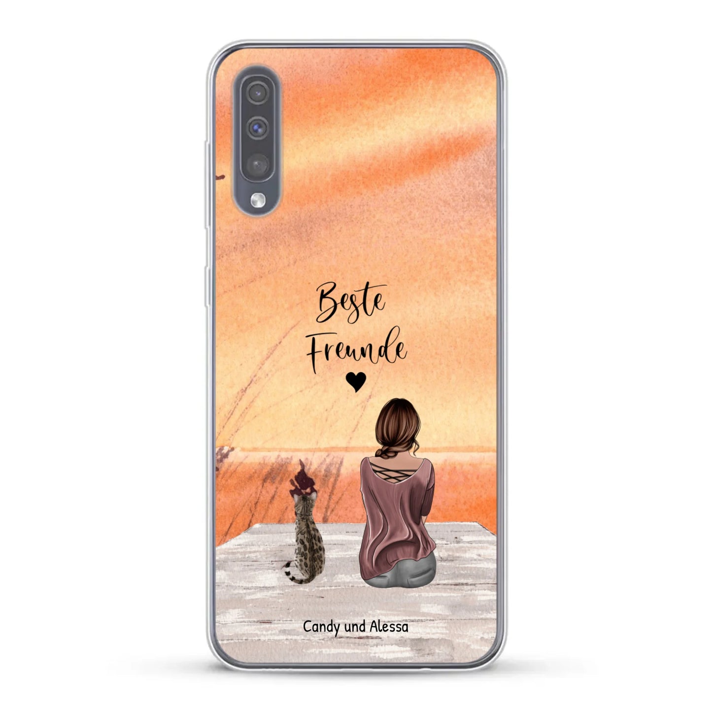 Personalisierte Handyhülle - Unterwegs mit Katze