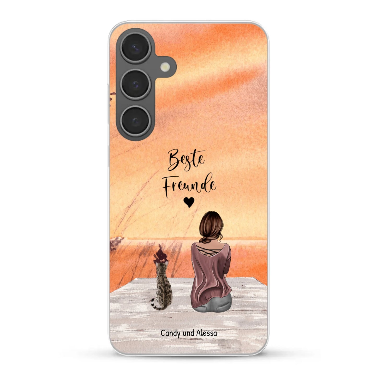Personalisierte Handyhülle - Unterwegs mit Katze