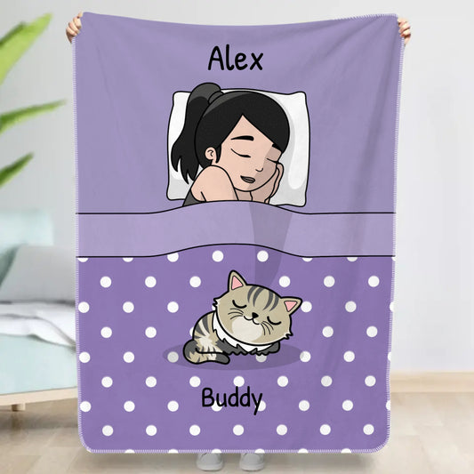 Personalisierte Decke - Kuschelzeit Single mit Katze