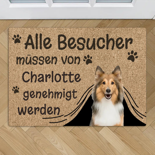 Personalisierte Fußmatte - Besuch genehmigt mit Hund