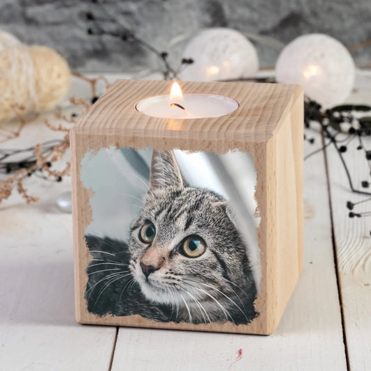 Personalisierter Kerzenwürfel - Dein Foto mit Katze