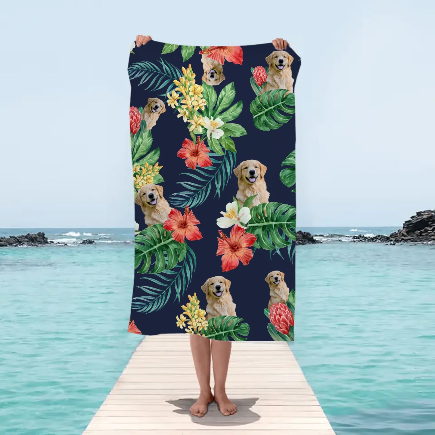 Personalisiertes Strandtuch - Dein Foto mit Hund