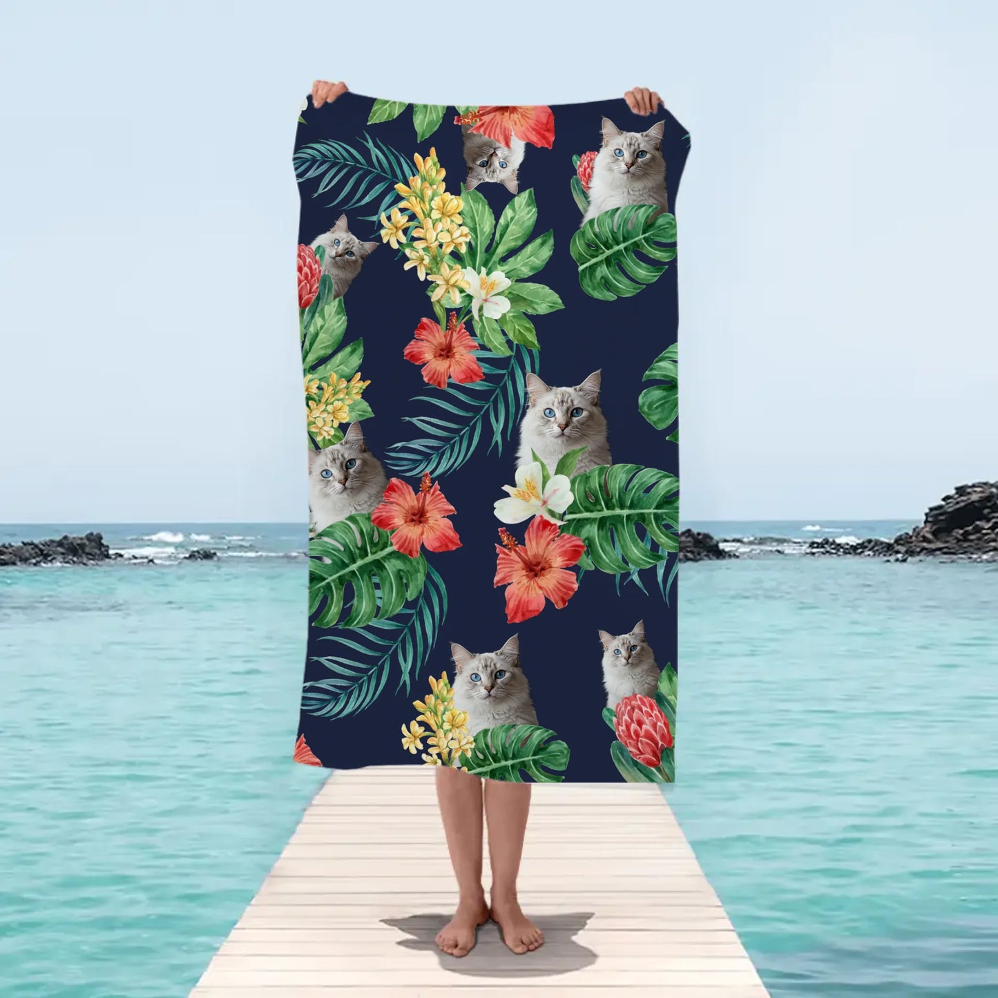 Personalisiertes Strandtuch - Dein Foto mit Katze