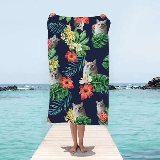 Personalisiertes Strandtuch - Dein Foto mit Katze