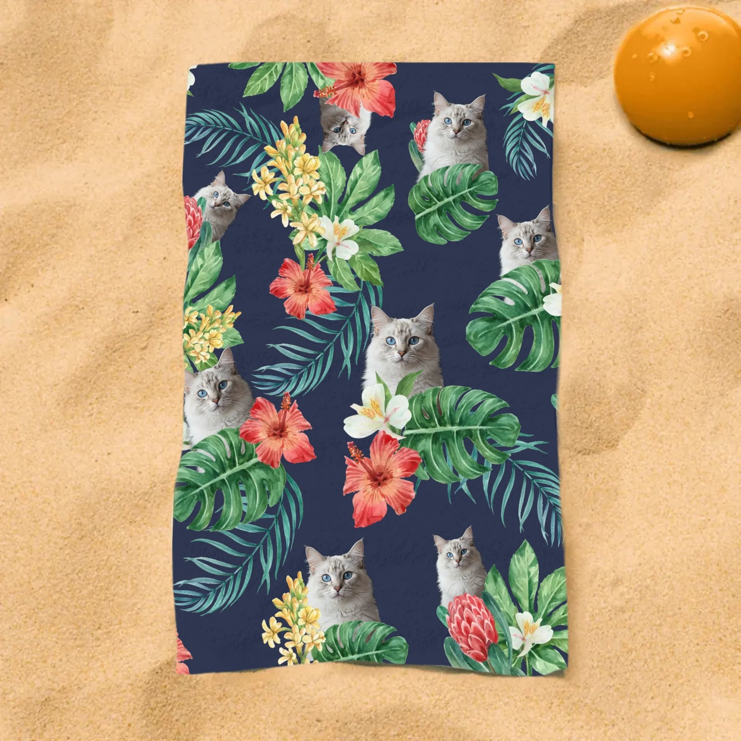 Personalisiertes Strandtuch - Dein Foto mit Katze