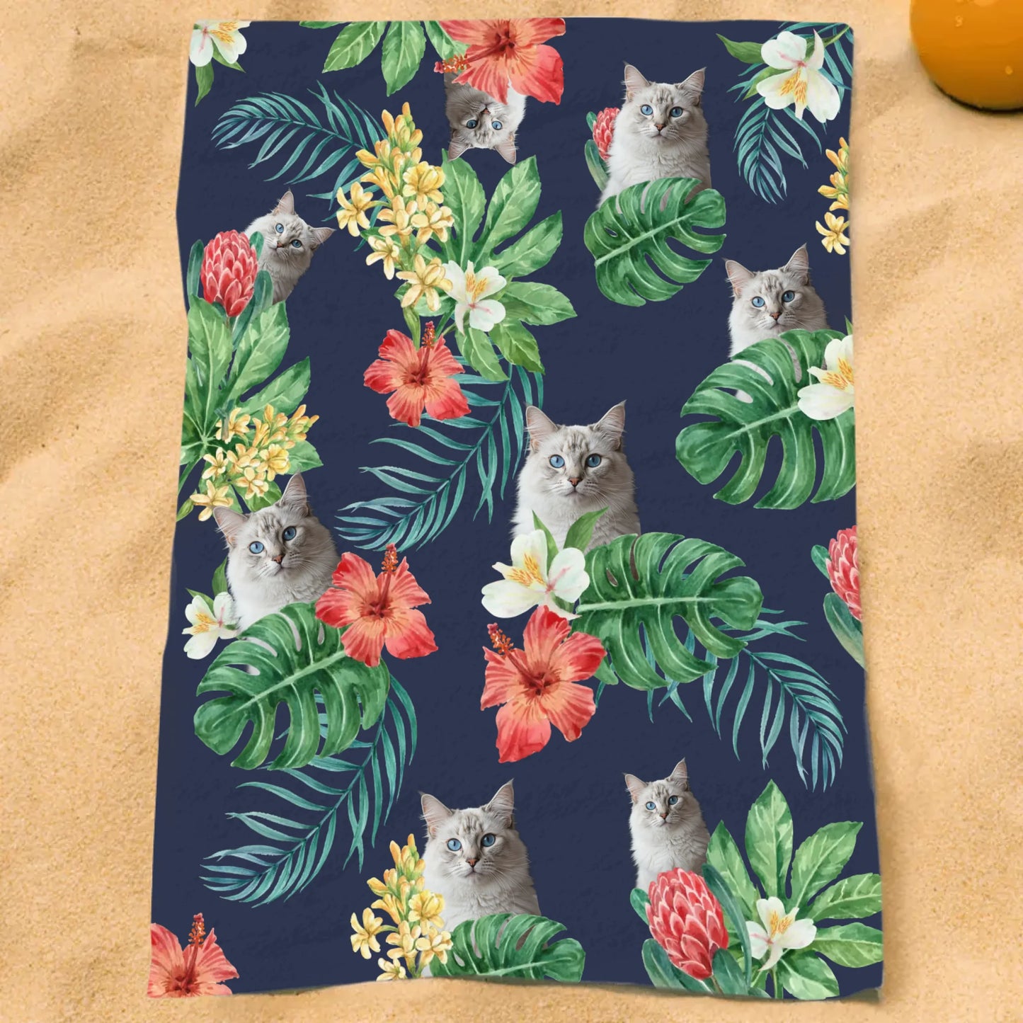 Personalisiertes Strandtuch - Dein Foto mit Katze