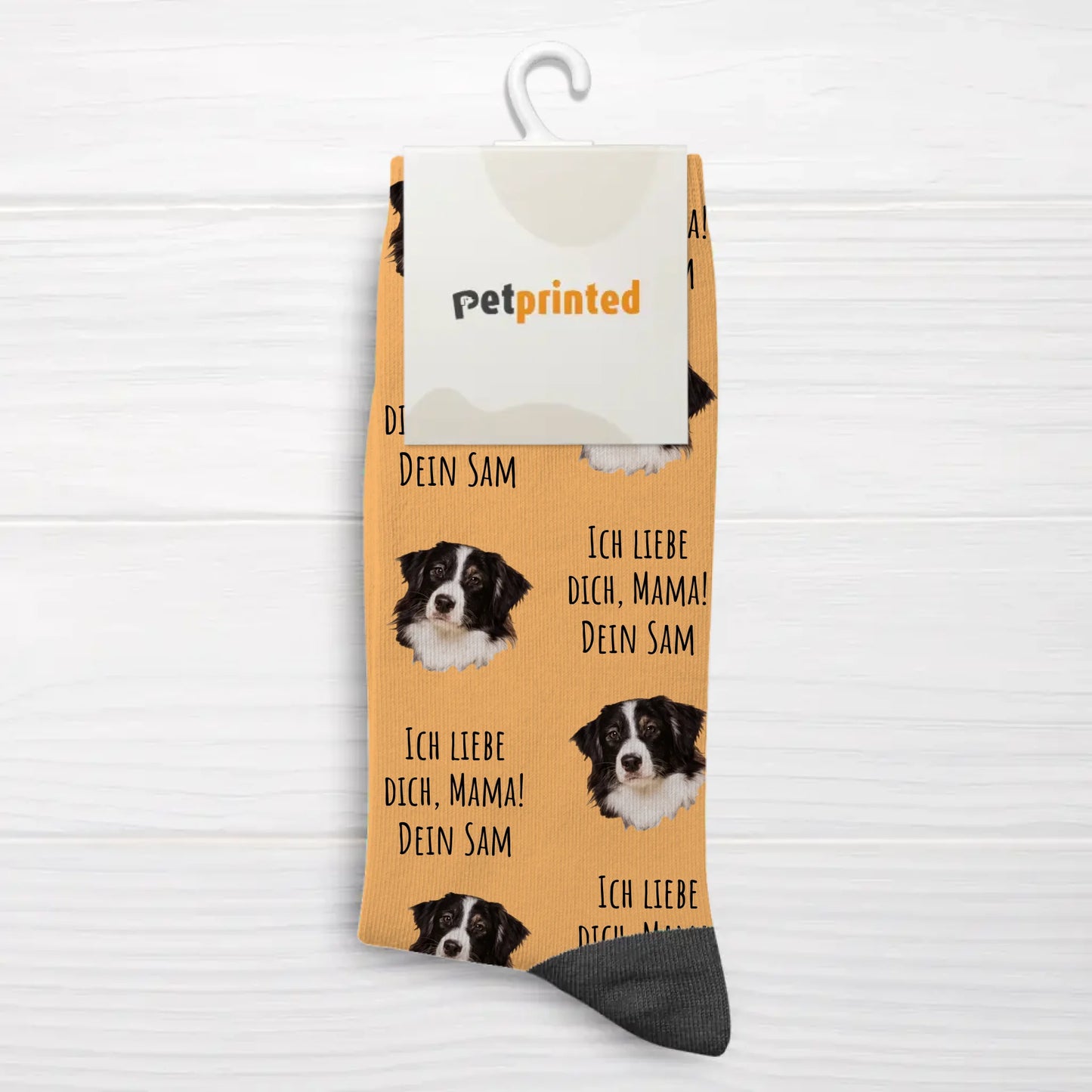Personalisierte Socken - Dein Foto mit Text mit Hund