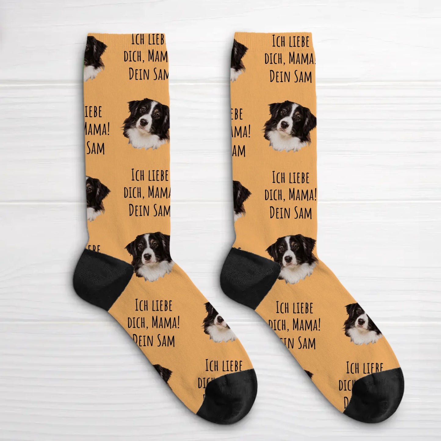 Personalisierte Socken - Dein Foto mit Text mit Hund
