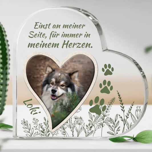 Personalisiertes Glasherz - Einst an meiner Seite mit Hund