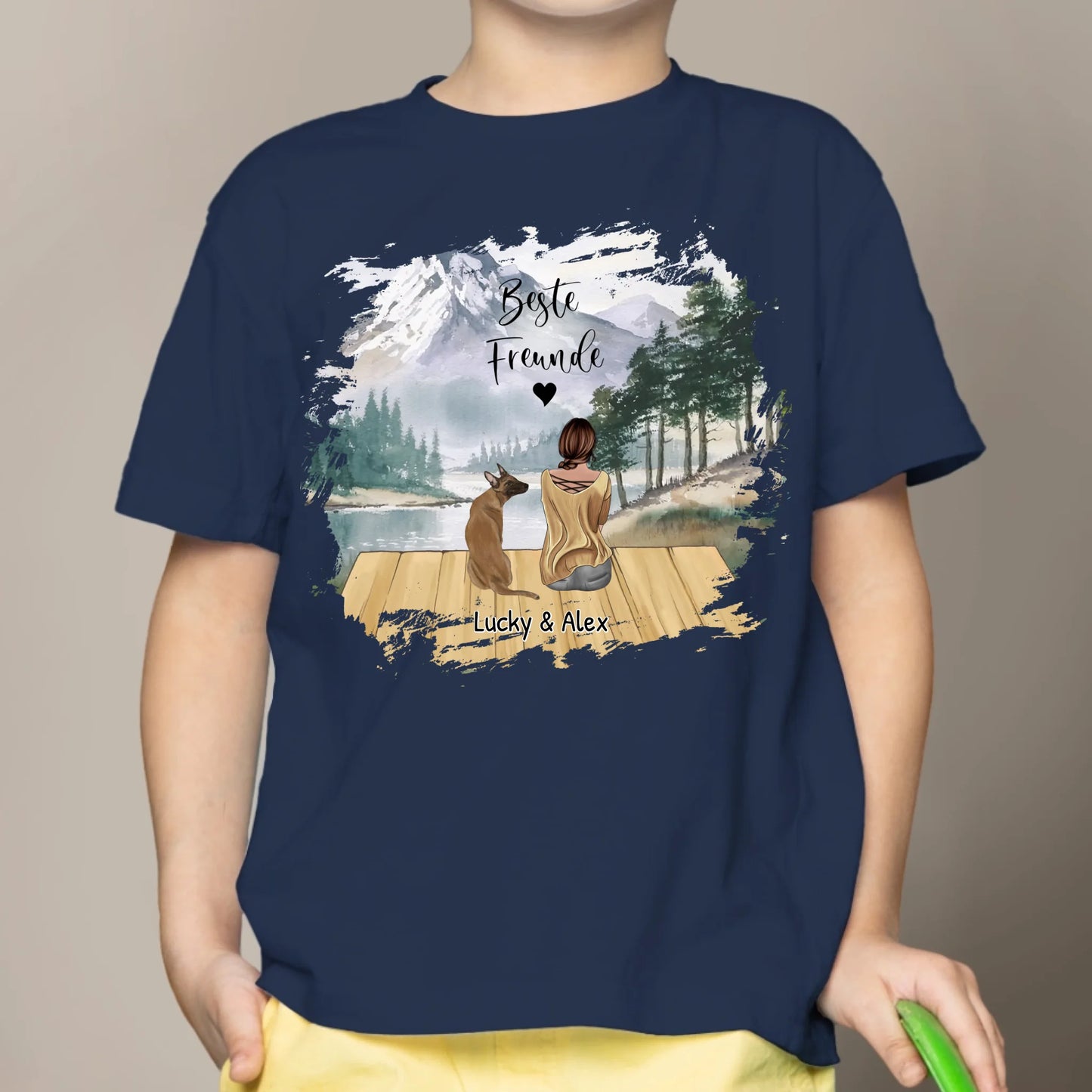 Personalisiertes Kinder T-Shirt - Unterwegs mit Haustier