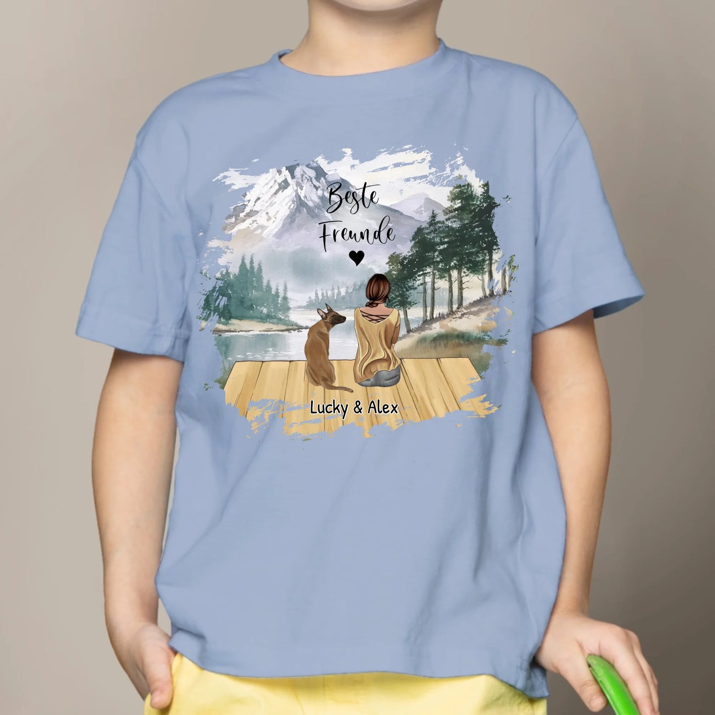 Personalisiertes Kinder T-Shirt - Unterwegs mit Haustier