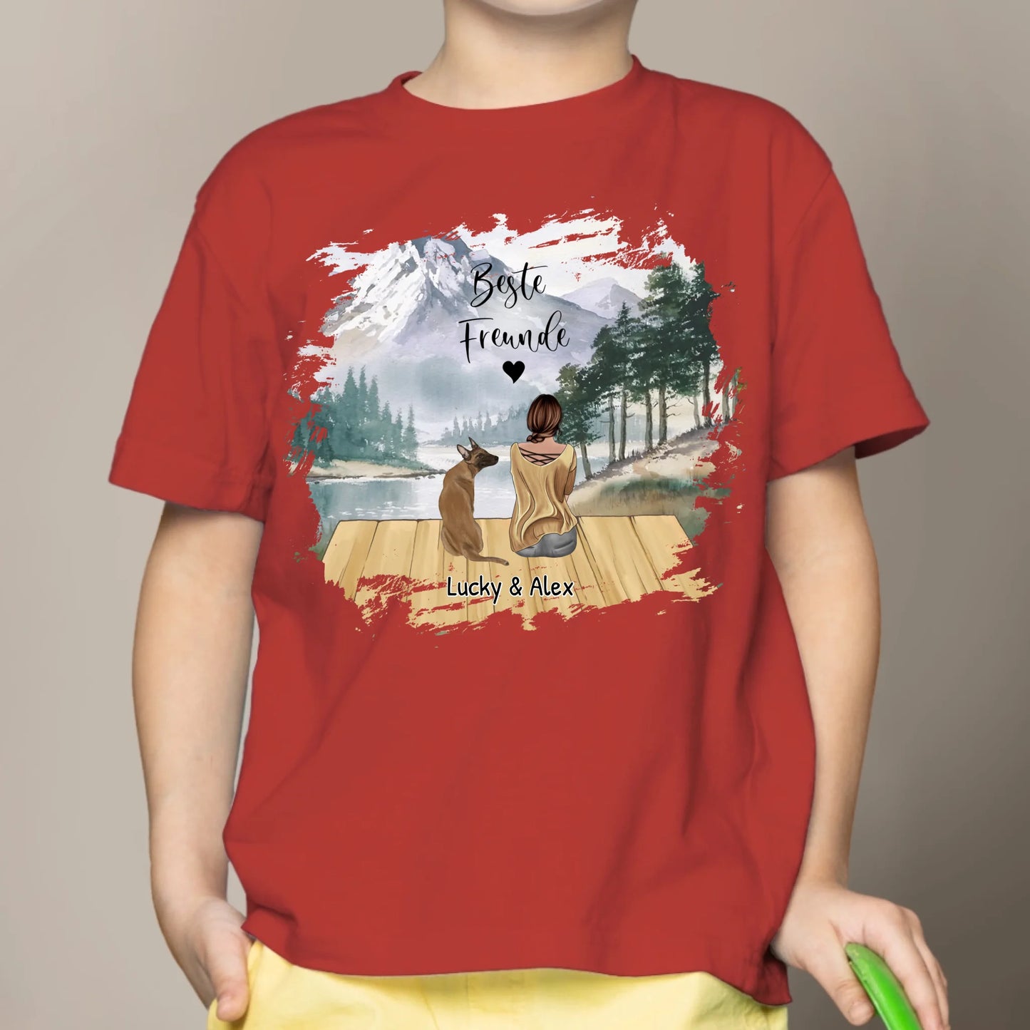 Personalisiertes Kinder T-Shirt - Unterwegs mit Haustier
