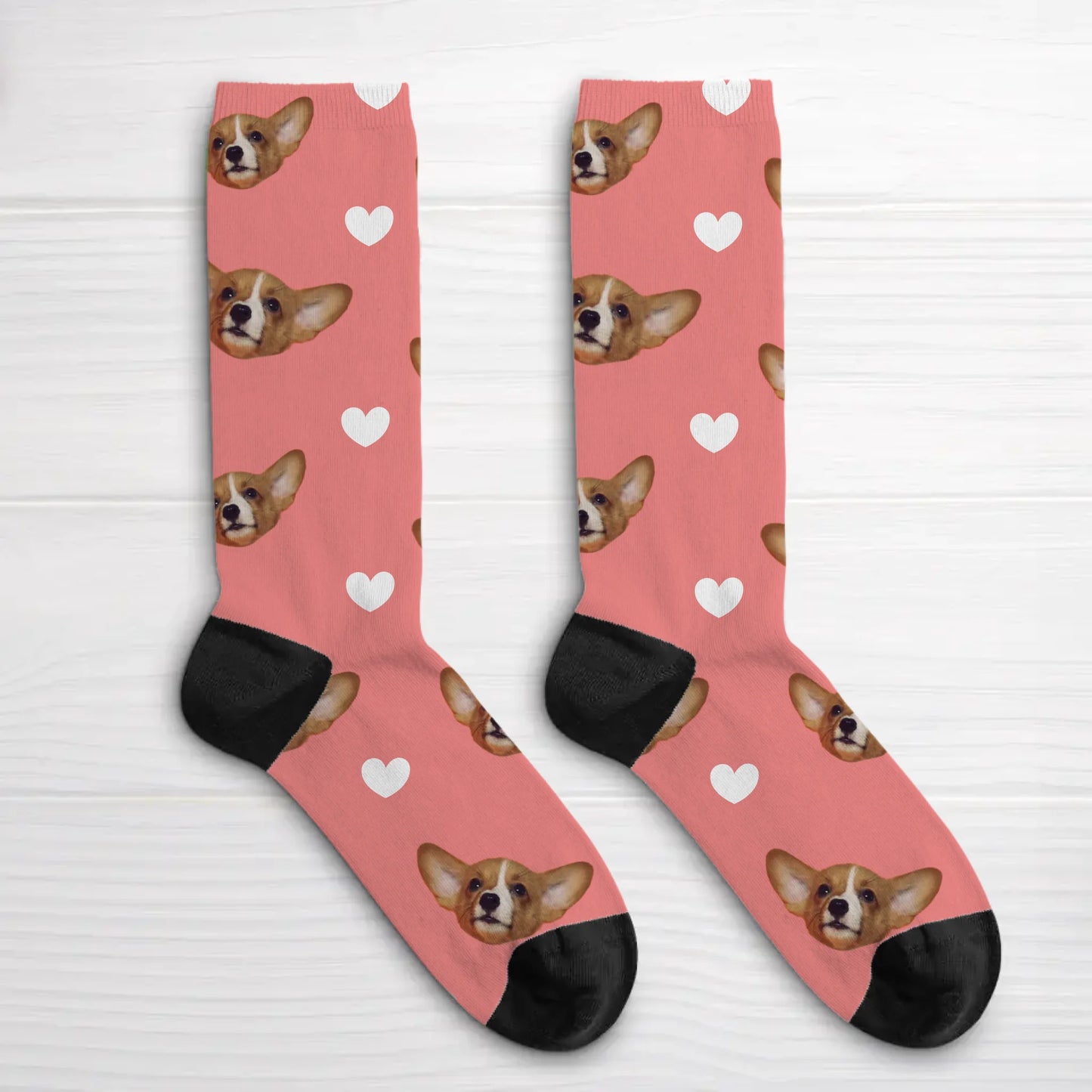 Personalisierte Socken - Herzmuster mit Hund