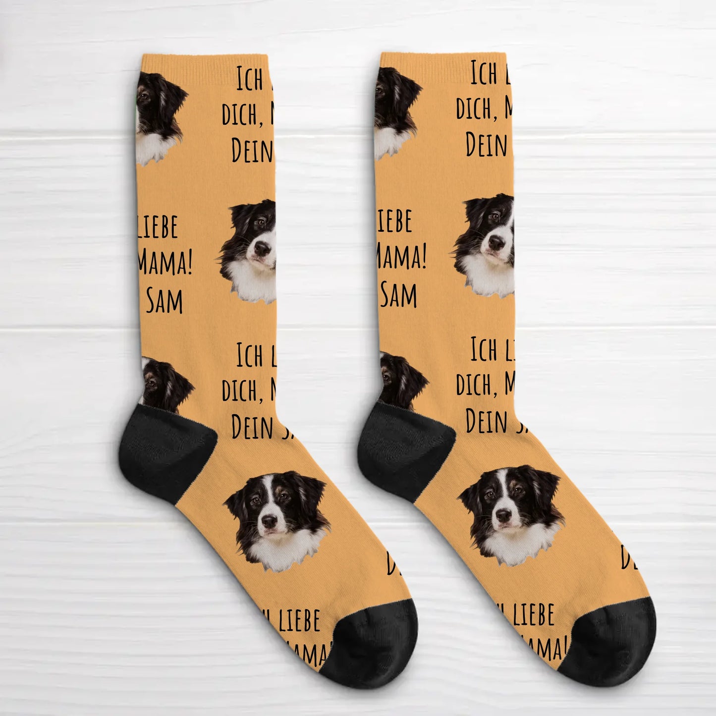 Personalisierte Socken - Dein Foto mit Text mit Hund