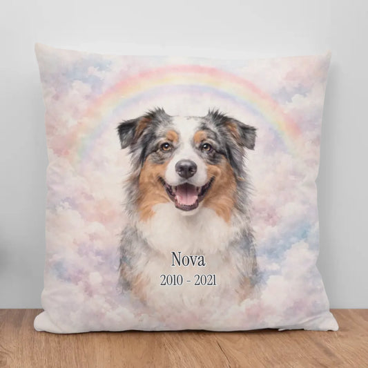 Personalisiertes Kissen - Regenbogen Aquarell Gedenkbild