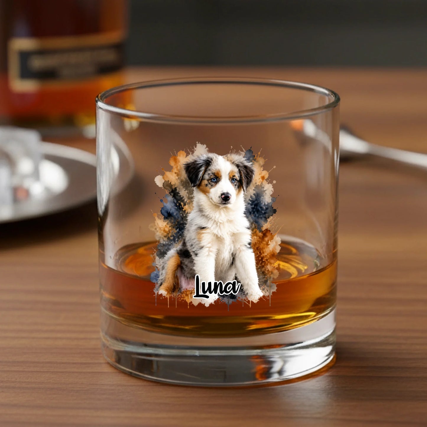 Personalisiertes Whiskyglas - Aquarell Realistisches Porträt