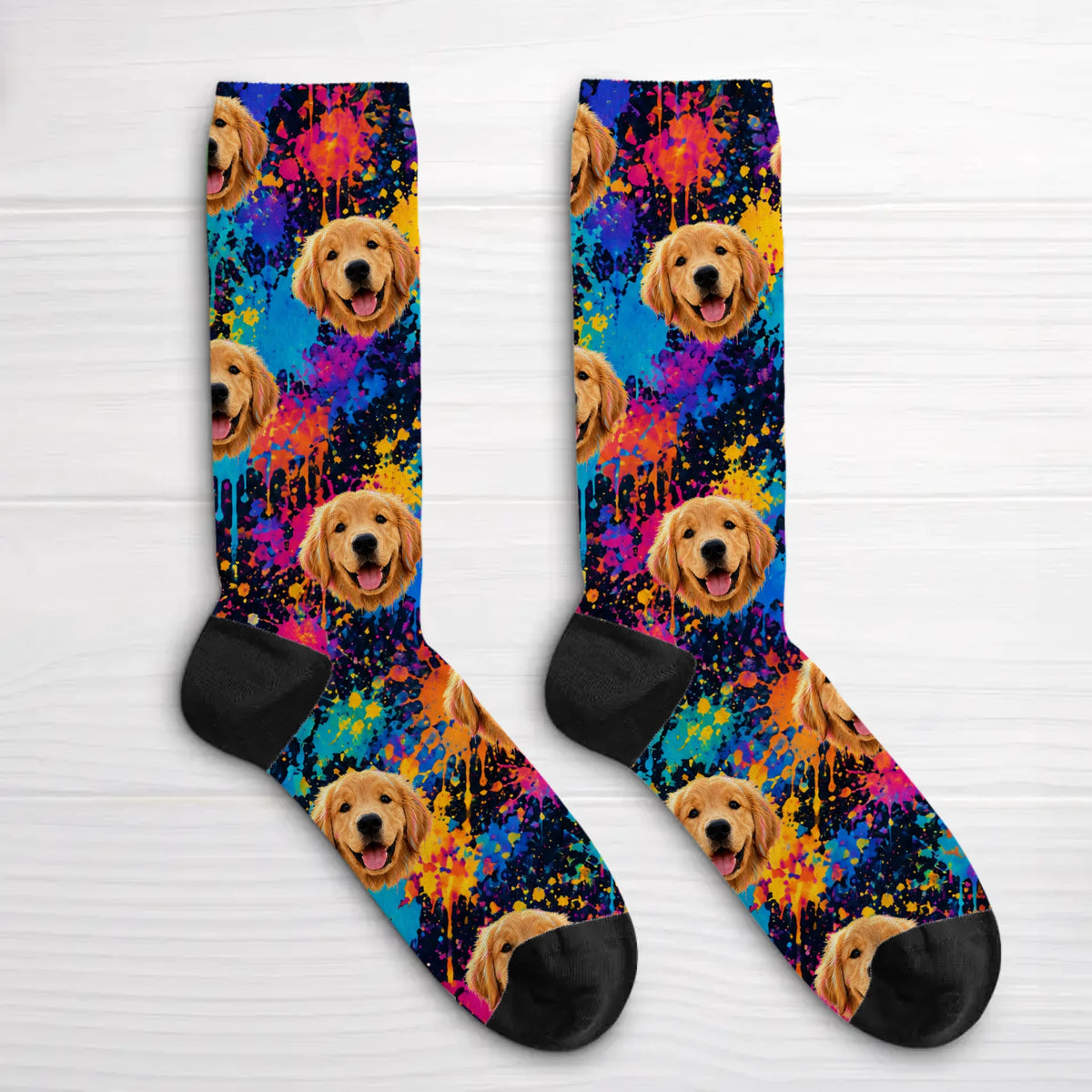 Personalisierte Socken - Neon Splash Porträt