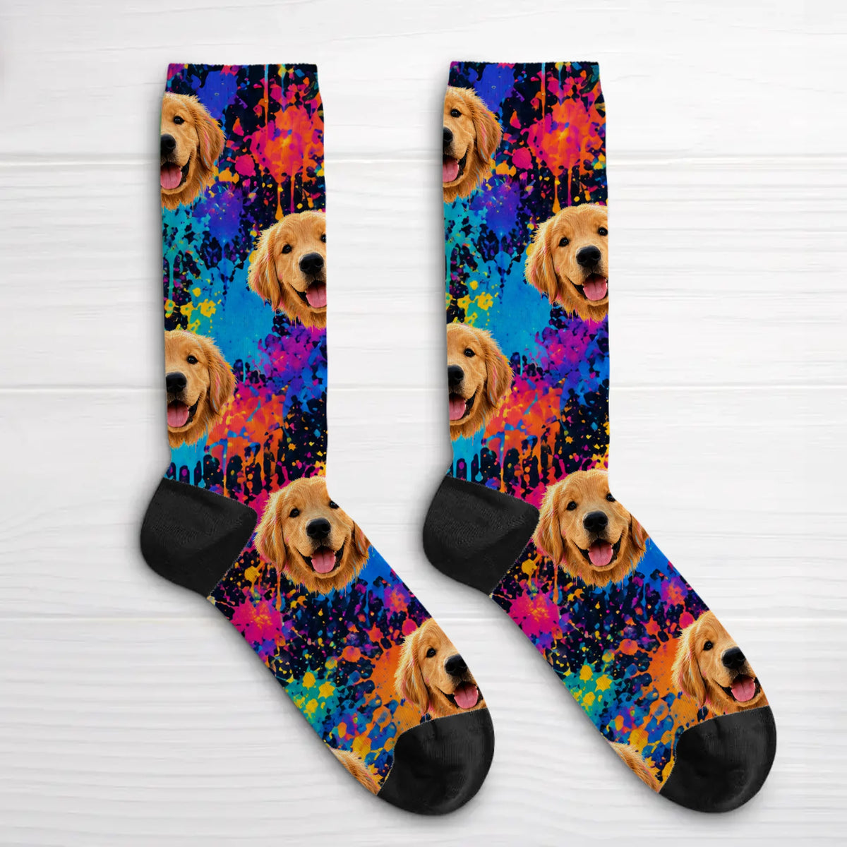 Personalisierte Socken - Neon Splash Porträt