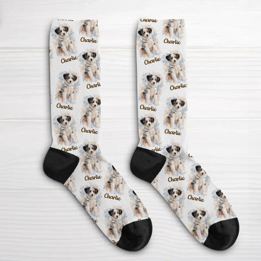 Personalisierte Socken - Realistisches Aquarellporträt