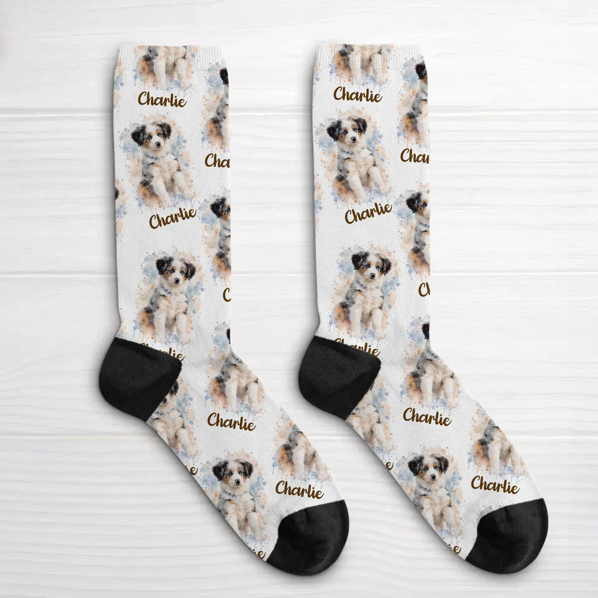 Personalisierte Socken - Realistisches Aquarellporträt