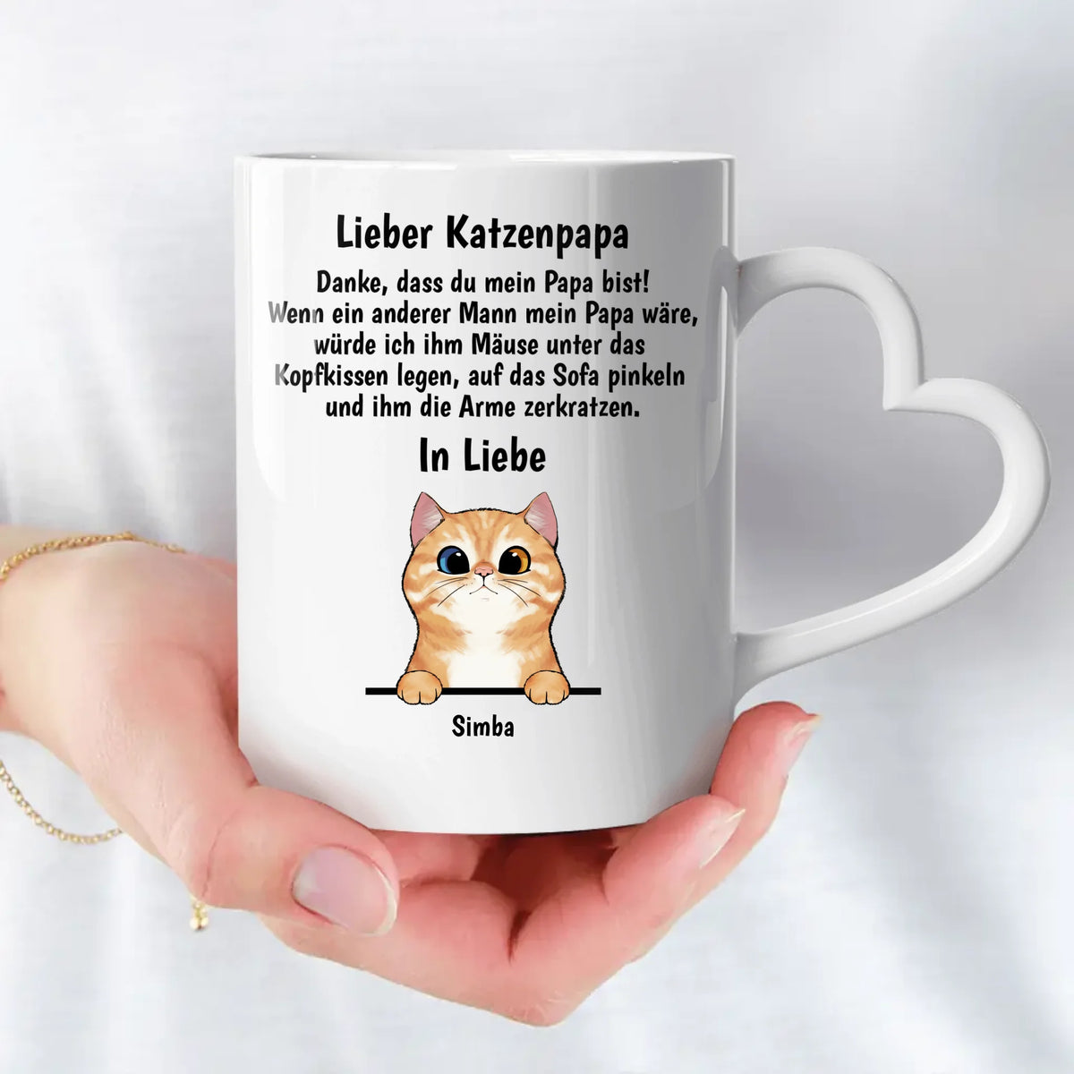 Personalisierte Tasse - Lieber Katzenpapa (Neugierige Katzen)