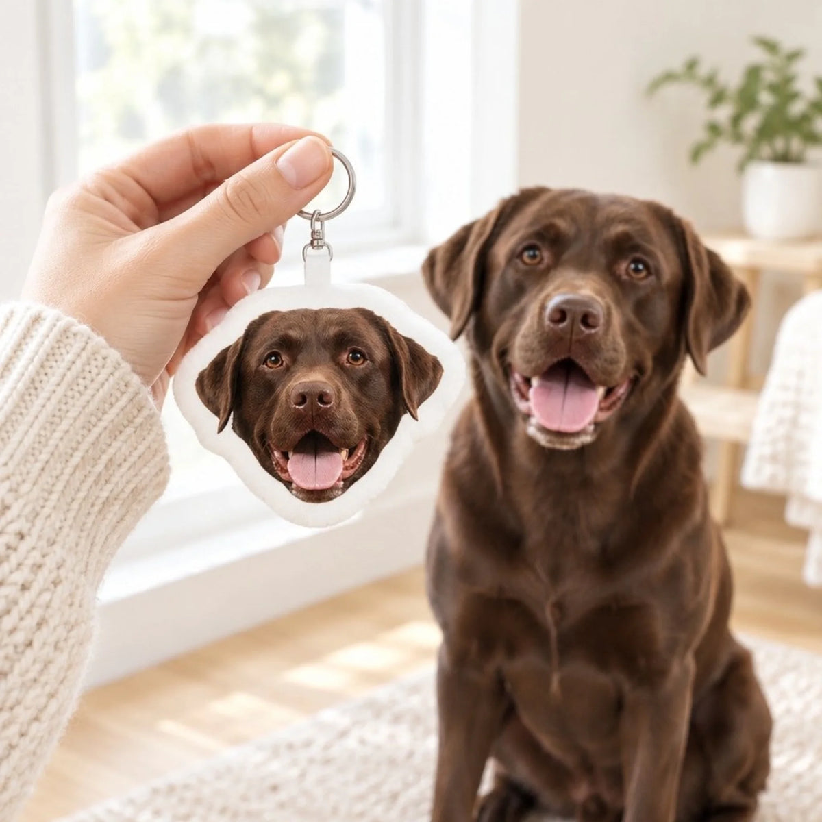 Personalisierte Form Schlüsselanhänger - Dein Fotokopf - in der Hand gehalten - Pet Printed