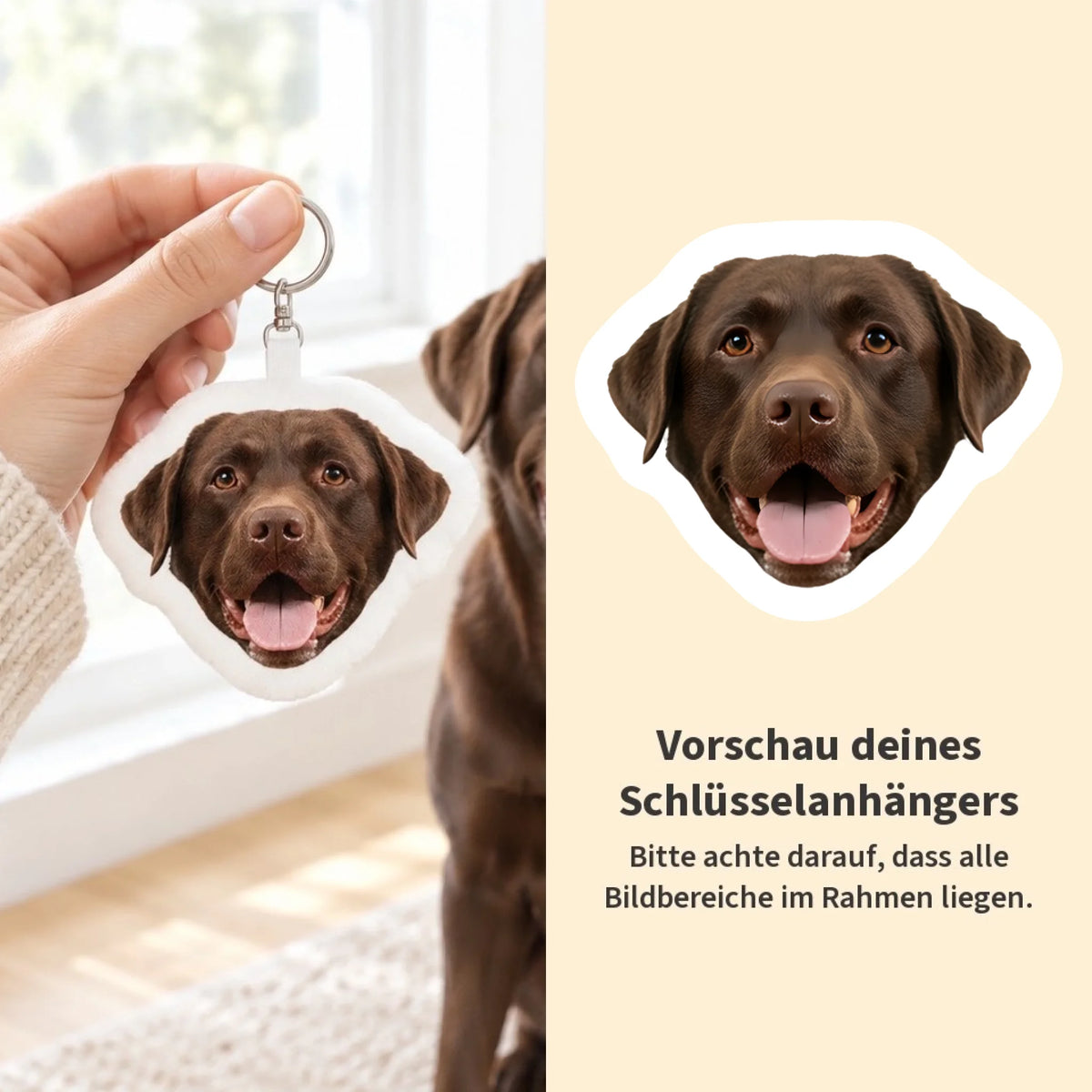 Personalisierte Form Schlüsselanhänger - Dein Fotokopf - Vorschau - Pet Printed