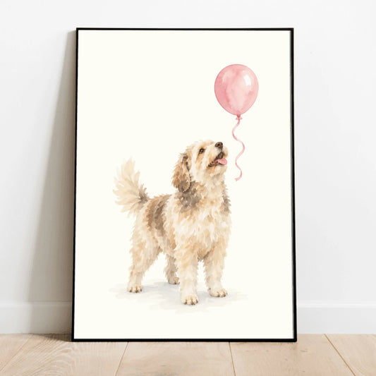 Personalisiertes Poster - Aquarell-Haustierporträt mit Luftballons