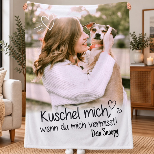 Personalisierte Decke - Kuschel mich, wenn du mich vermisst