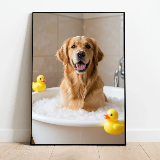 Personalisiertes KI-Poster für Hund oder Katze - Badezimmer