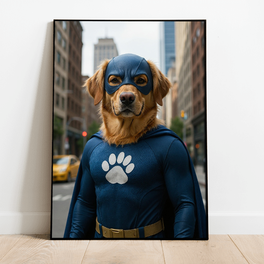 Personalisiertes KI-Poster für Hund oder Katze - Superheld